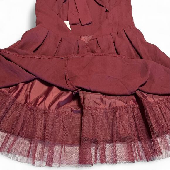 Sans Souci Crimson Red Fit & Flare Mini Dress Large Back Bow Holiday Party NWT - Picture 6 of 10